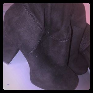 Thigh high suede boots